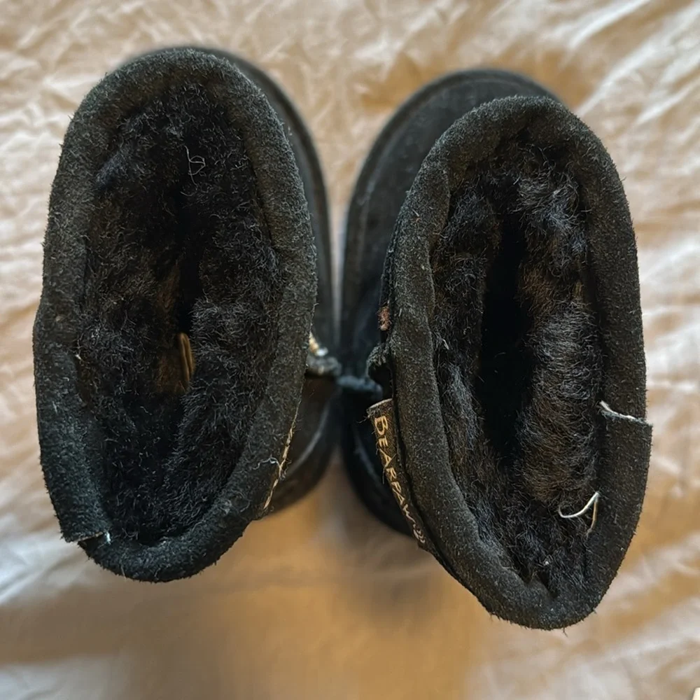 Bearpaw Toddler Sherpa Lined Boots Unisex 5 Boys Girls Black